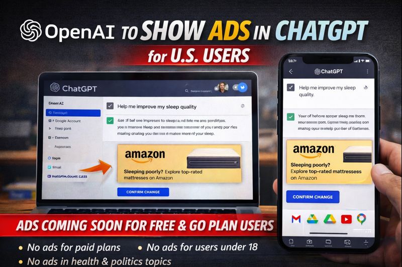OpenAI to Test Ads in ChatGPT for Free and Go Users