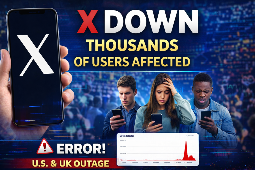 X Down for Thousands of Users in U.S. and UK; Outage Spikes Monday Morning